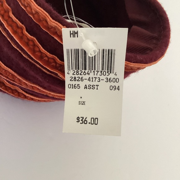 Italian Wool Felt Sculptural Beret Cloche Hat Burgundy Orange Trim Avant Garde - Picture 11 of 14